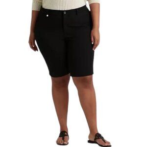 Lauren Ralph Lauren Bistretch Twill Bermuda Shorts Plus Size 22W Black